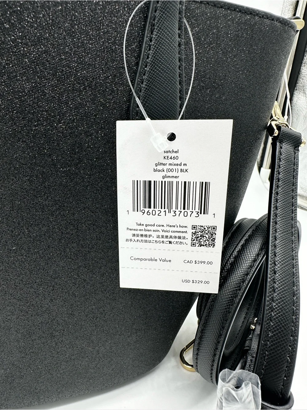 kate spade Black Glitter Tote with Detachable Strap